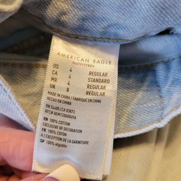 American Eagle Jeans Womens Size 4 Reg Blue Mom High-Rise Distressed Casual - Picture 6 of 14